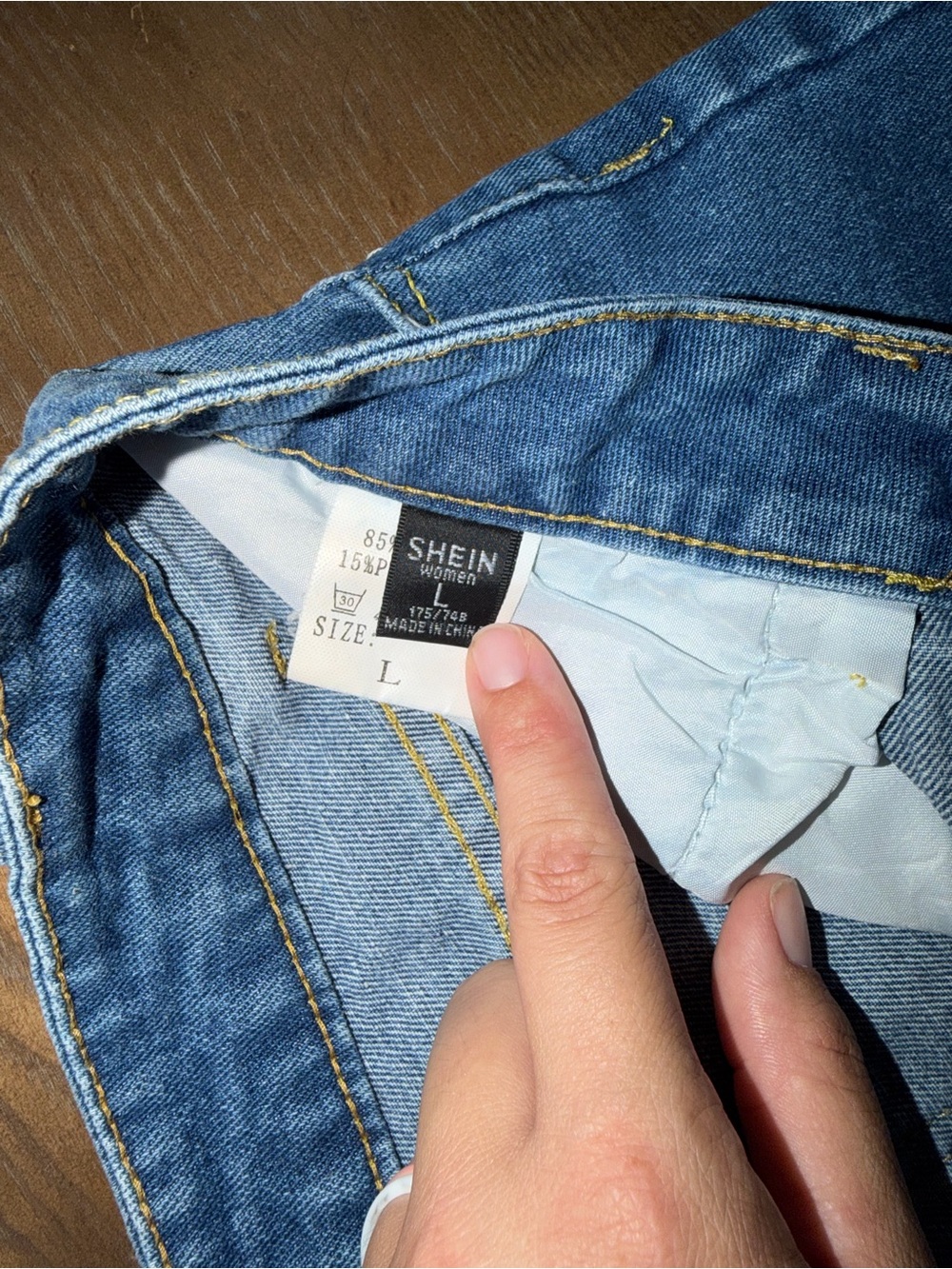 SHEIN Blue Distressed High-Rise Denim Shorts - Picture 2 of 2